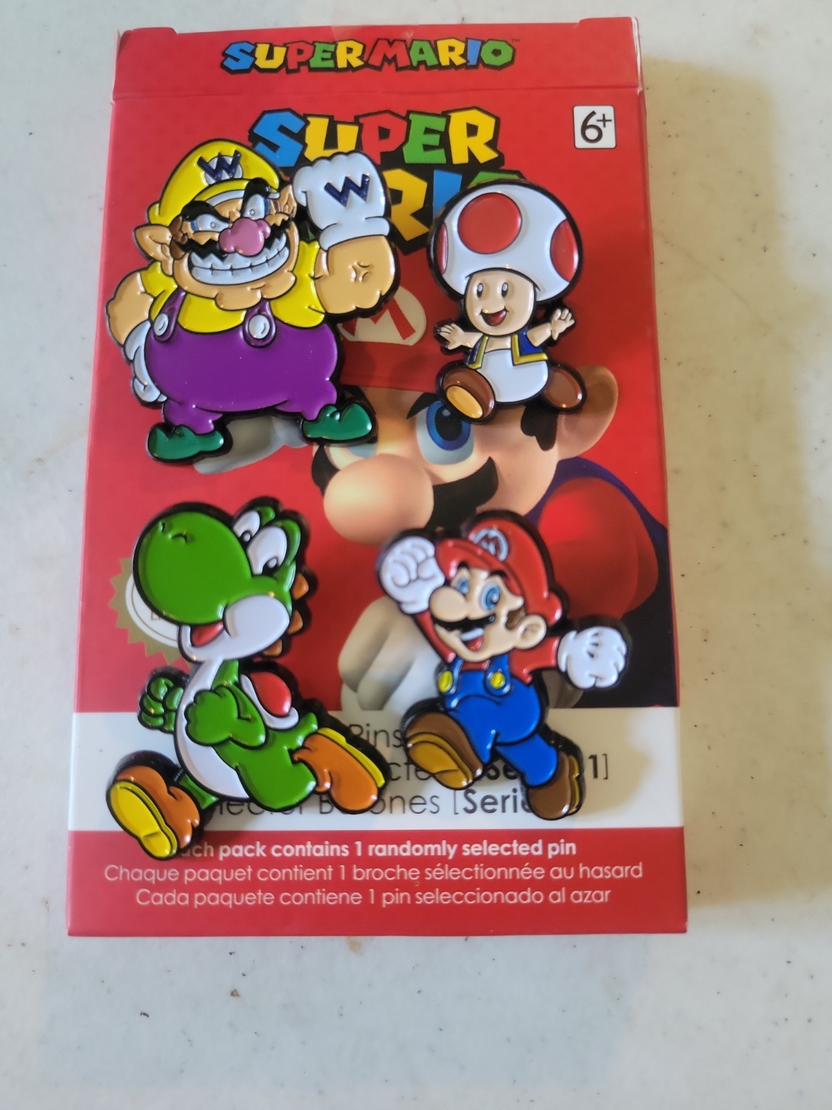 (4) Nintendo Super Mario Series 1 Collector Pins – Wario, Mario, Toad, Yoshi