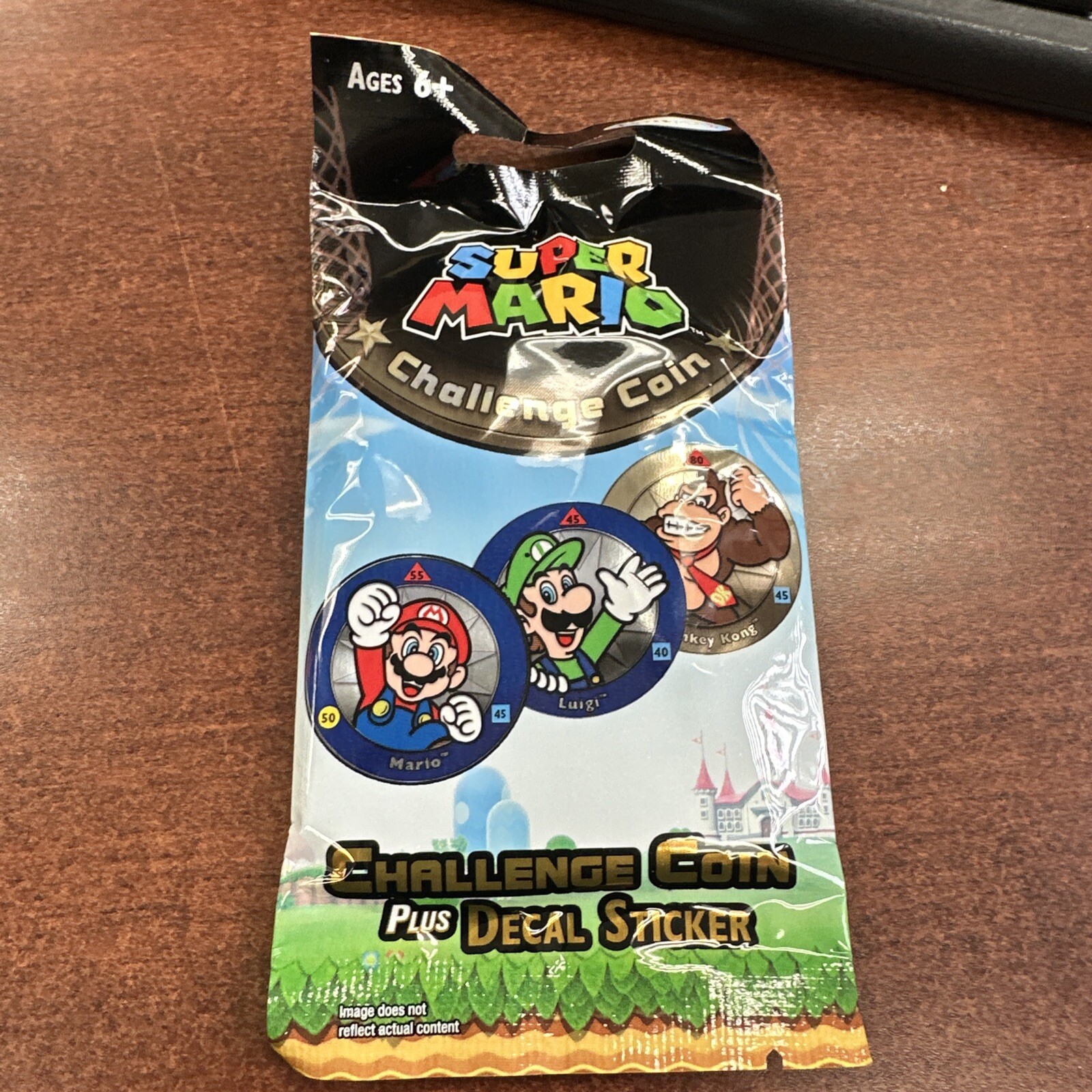 New Super Mario Challenge Coin plus decal stickers Pack New Sealed 5 pack lot