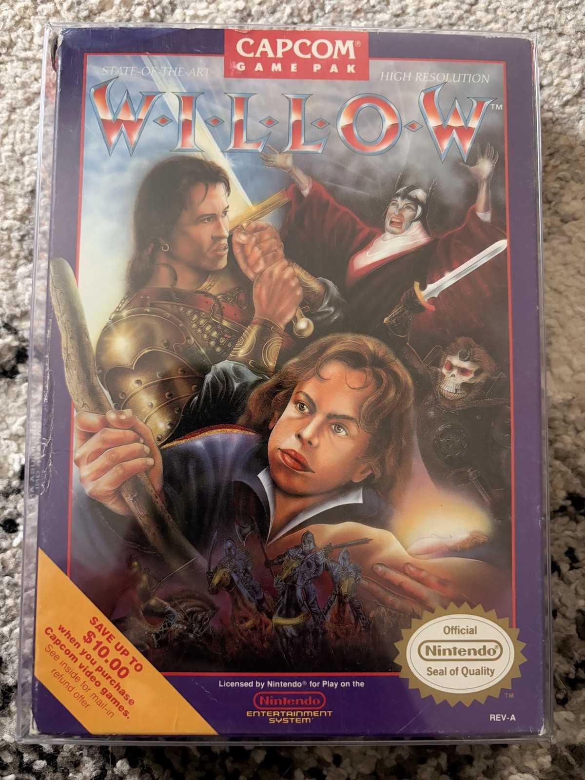 Capcom Willow 1999 NES Box & Styrofoam Only + Box Protector