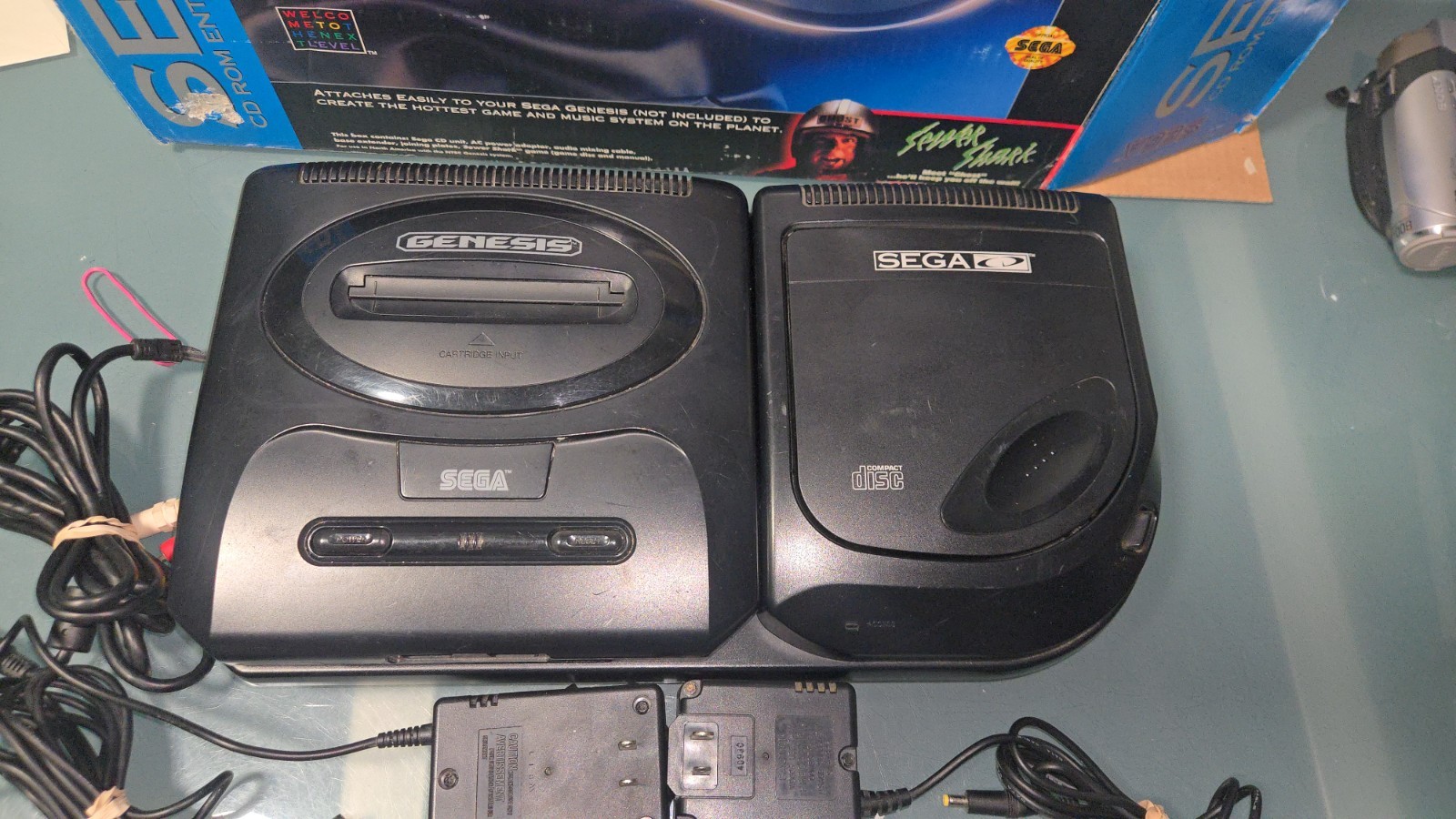 Sega CD Console Version 2 with Original Box, With Majesco Sega Genesis II, READ!