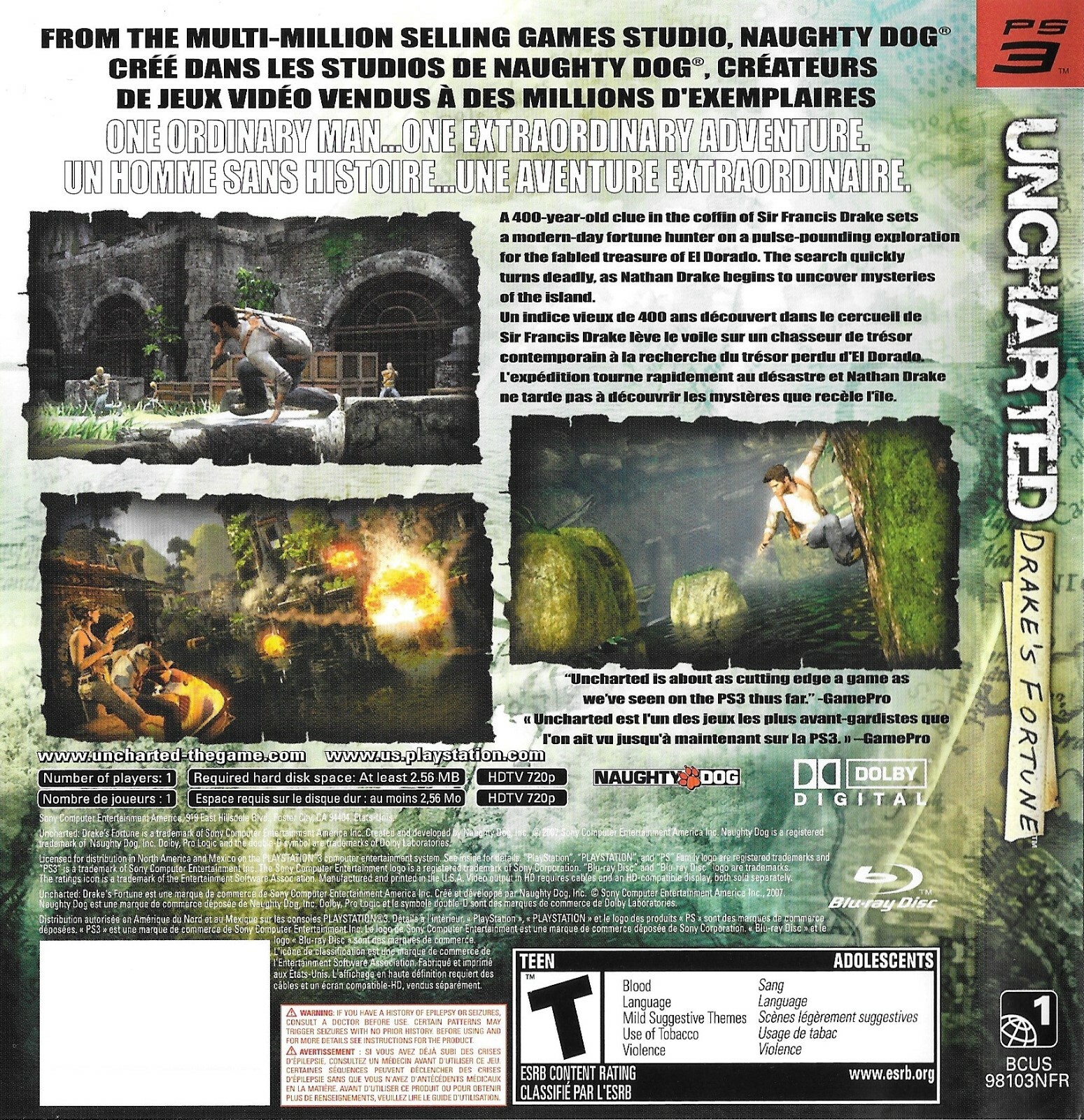 Sony PlayStation PS3 Game: Uncharted: Drake’s Fortune – Complete With Booklet