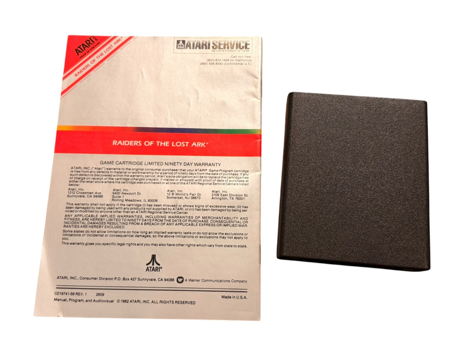 Raiders of the Lost Ark (Atari 2600, 1982) With Manual