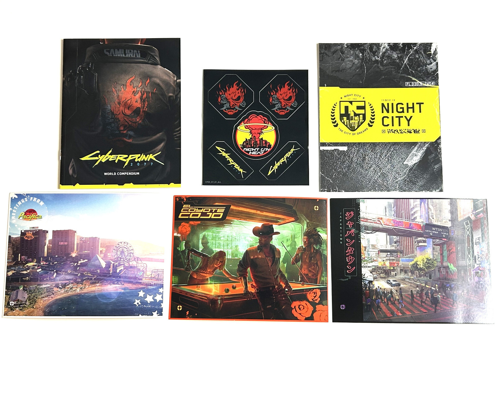Cyberpunk 2077 World Compendium Night City Map 3x Postcards 5x Stickers NO GAME