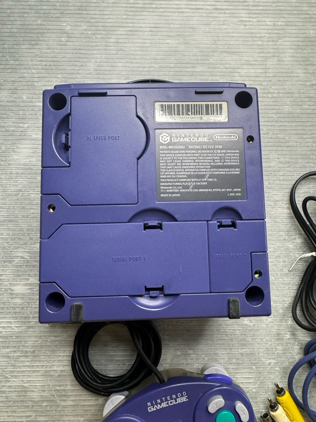 NINTENDO GAMECUBE CONSOLE DOL-001 Indigo power cord A/V cable METROID PRIME 1& 2