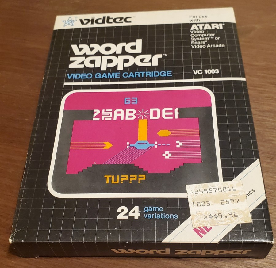 Word Zapper W/ Box + Manual ATARI 2600 1982 Vidtec Vintage Game Cartridge