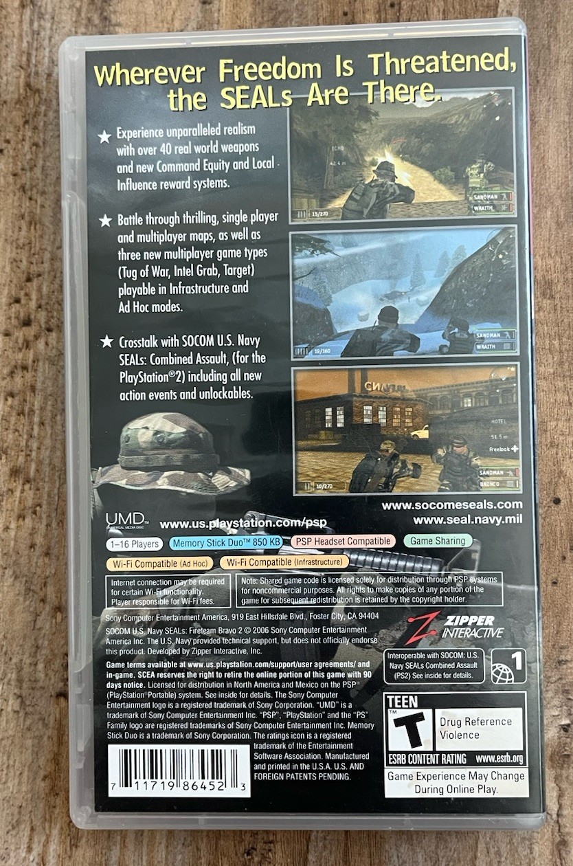 SOCOM: U.S. Navy SEALs — Fireteam Bravo 2 (Sony PSP, 2006) Used