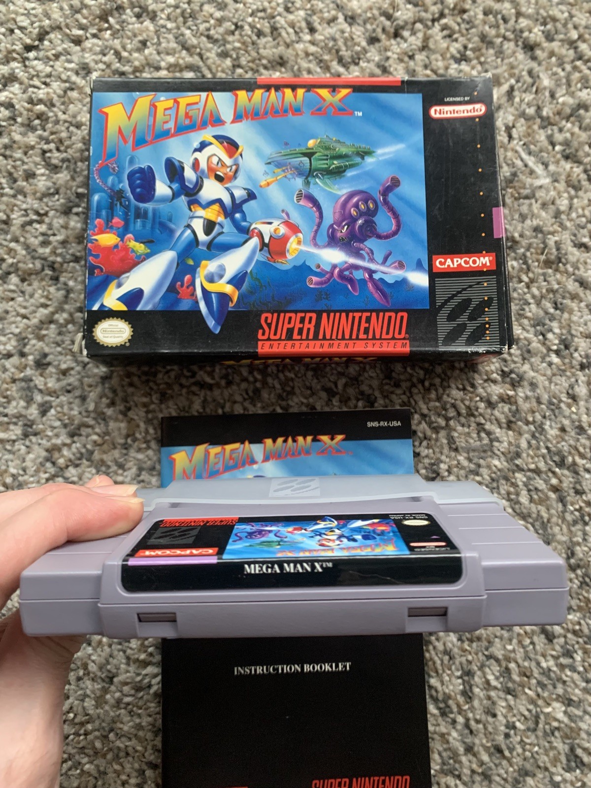 Mega Man X SNES 1994 CIB Box Game COLOR Manual 1st Print Authentic Great Cond!