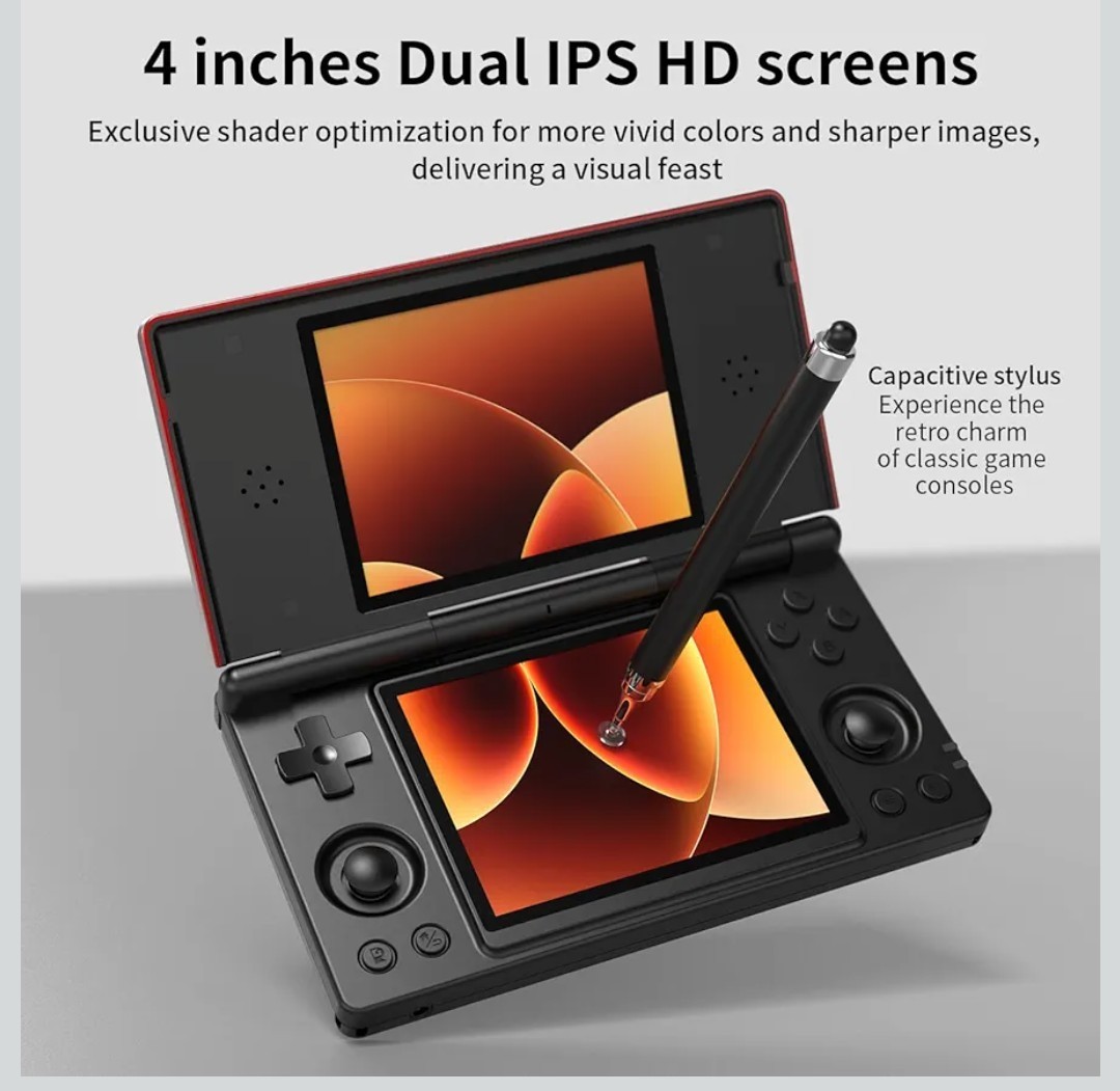 Anbernic RG DS Dual Screen Handheld Console with Stylus, Wi-Fi, 32GB, HD IPS