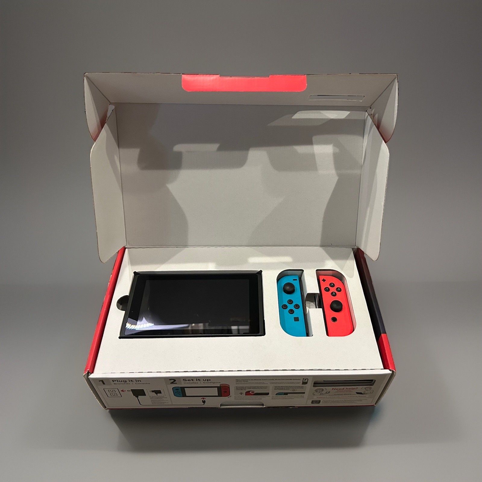 Nintendo Switch HAC-001-01 32GB Console Neon Blue/Red Joy-Con Tested w/ Box