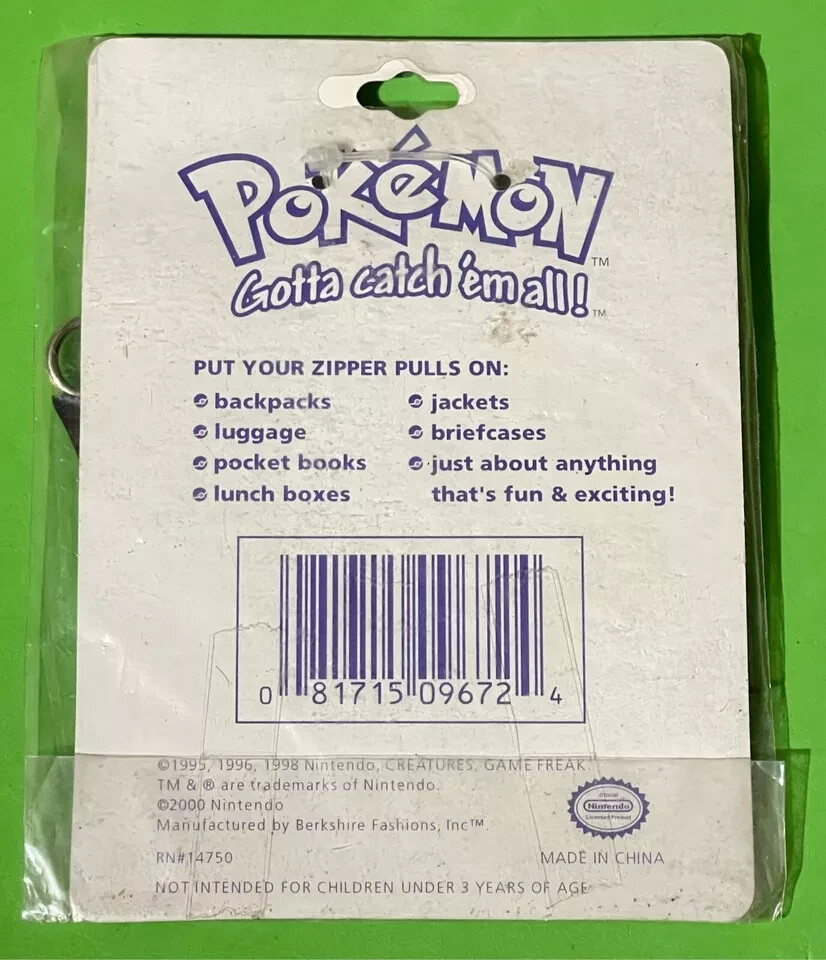 PIKACHU ZIPPER PULL KEYCHAIN Vintage KEYRING GADGET ANIME 1999 POCKET MONSTER