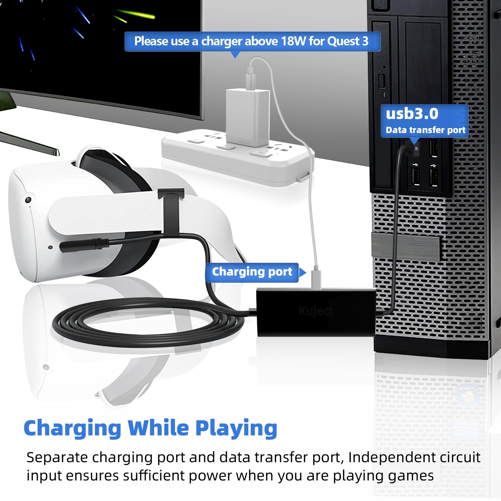 Kuject Design 16FT Link Cable for Oculus Quest 2/Pro