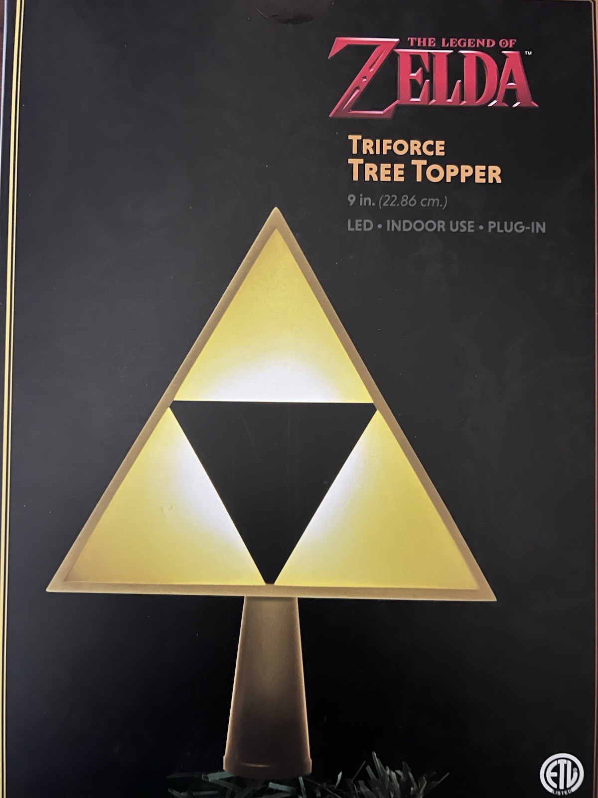 Legend Of Zelda Triforce Plug In Light Up Christmas Tree Topper 9″ Nintendo New