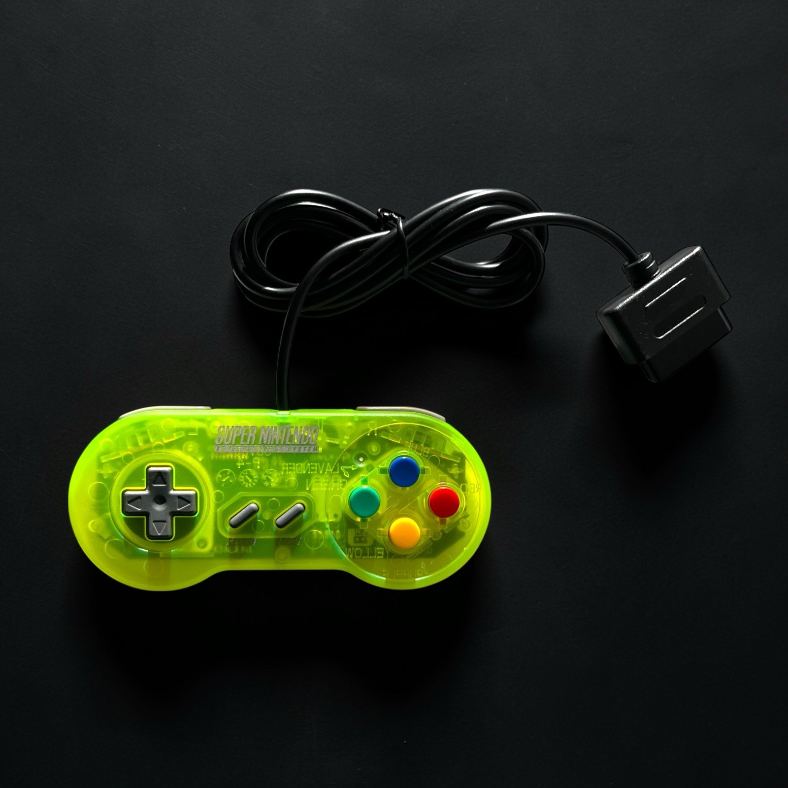OEM SNES Controller Clear Lime Green NEW 6FT Cable Tested Super Nintendo Pad SFC