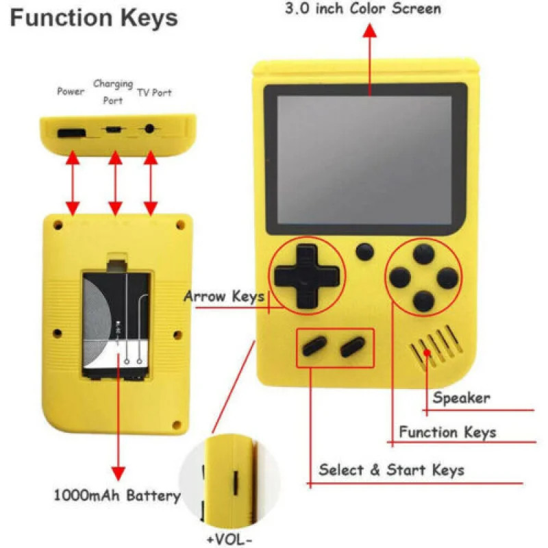 Built-in 500+ Classic Games Children’s Handheld Game Players for Gameboy Output
