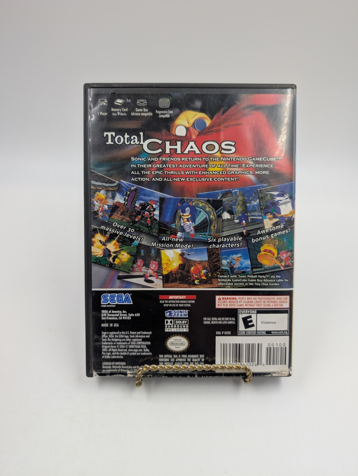 Sonic Adventure DX Players Choice GameCube Nintendo No Manual