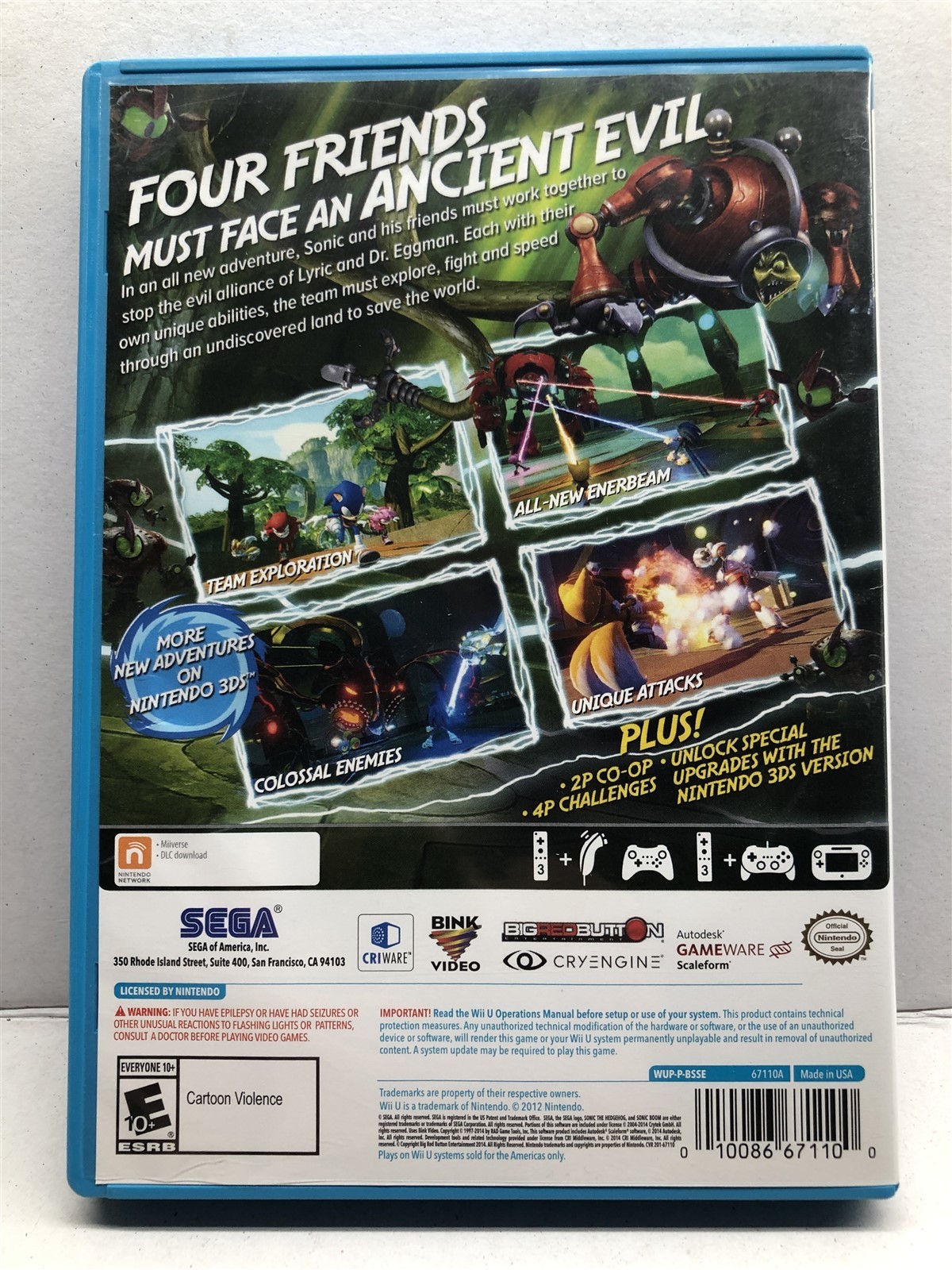 Sonic Boom: Rise of Lyric (Nintendo Wii U, 2014) Complete Tested Working