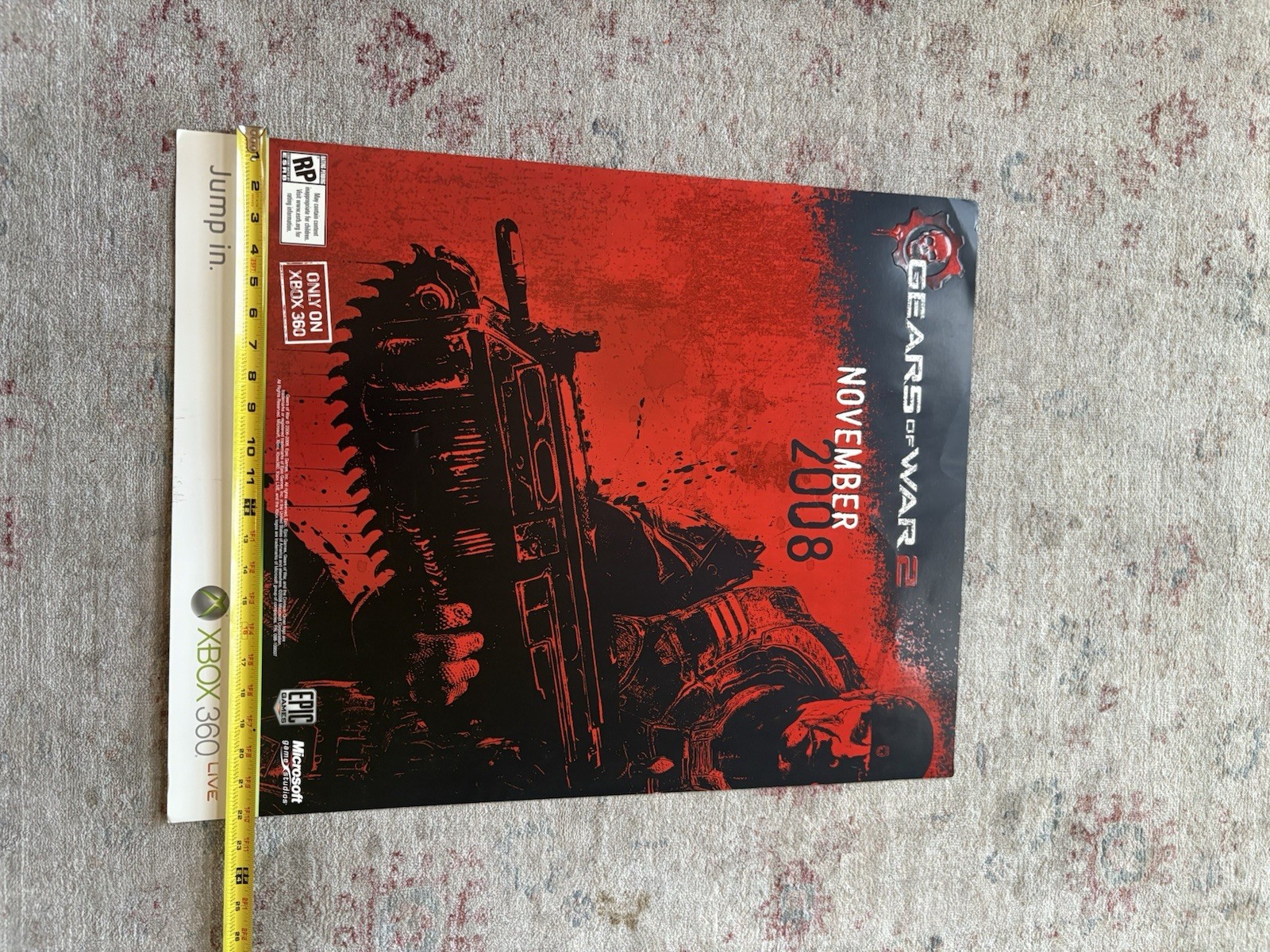 Gears of War 2 Xbox 360 Promo Launch Poster 22″x28″ 2008 Microsoft Rare XB360