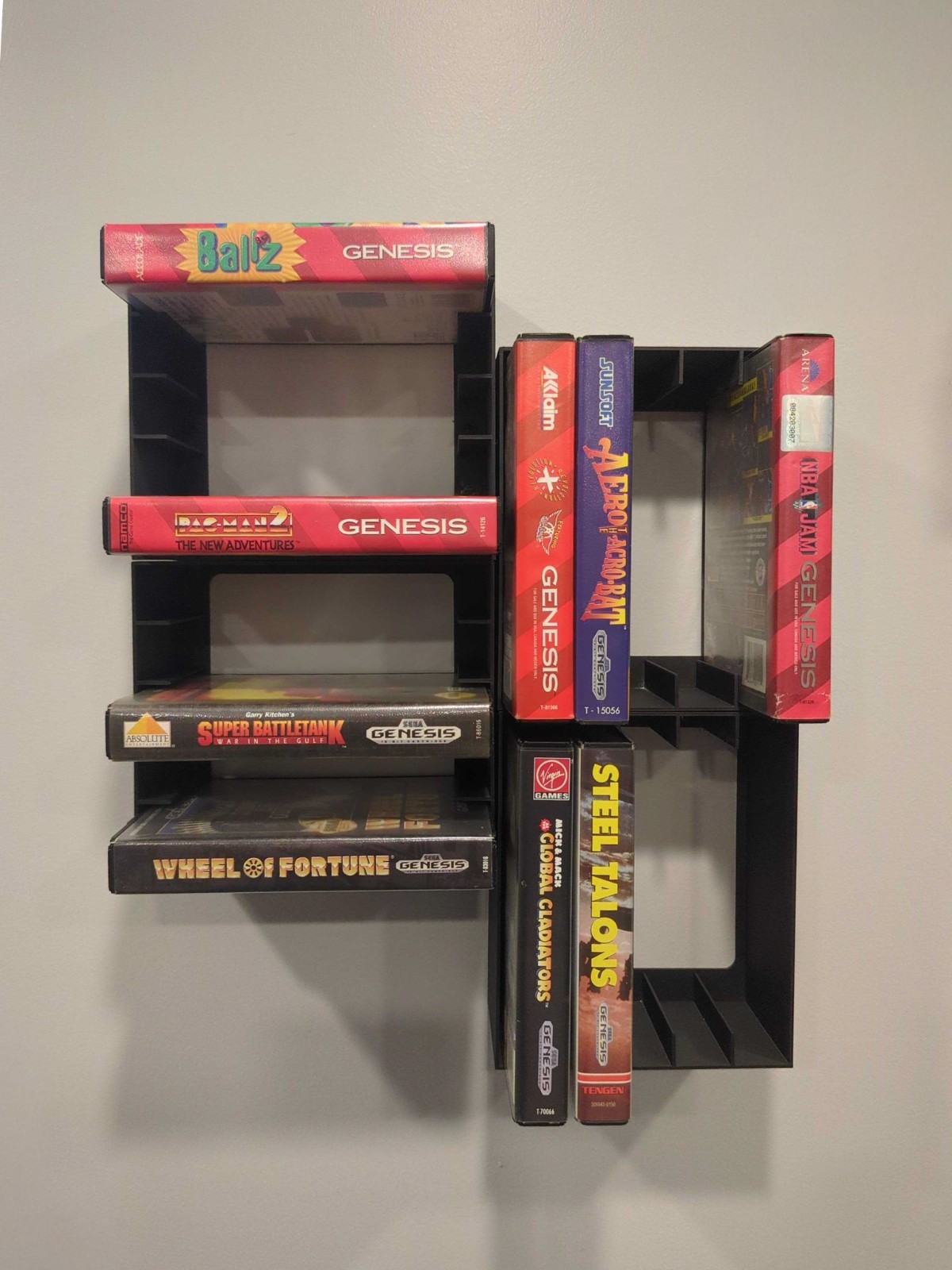 Wall Mount Storage System for Complete in Box (CIB) SEGA Genesis Video Games