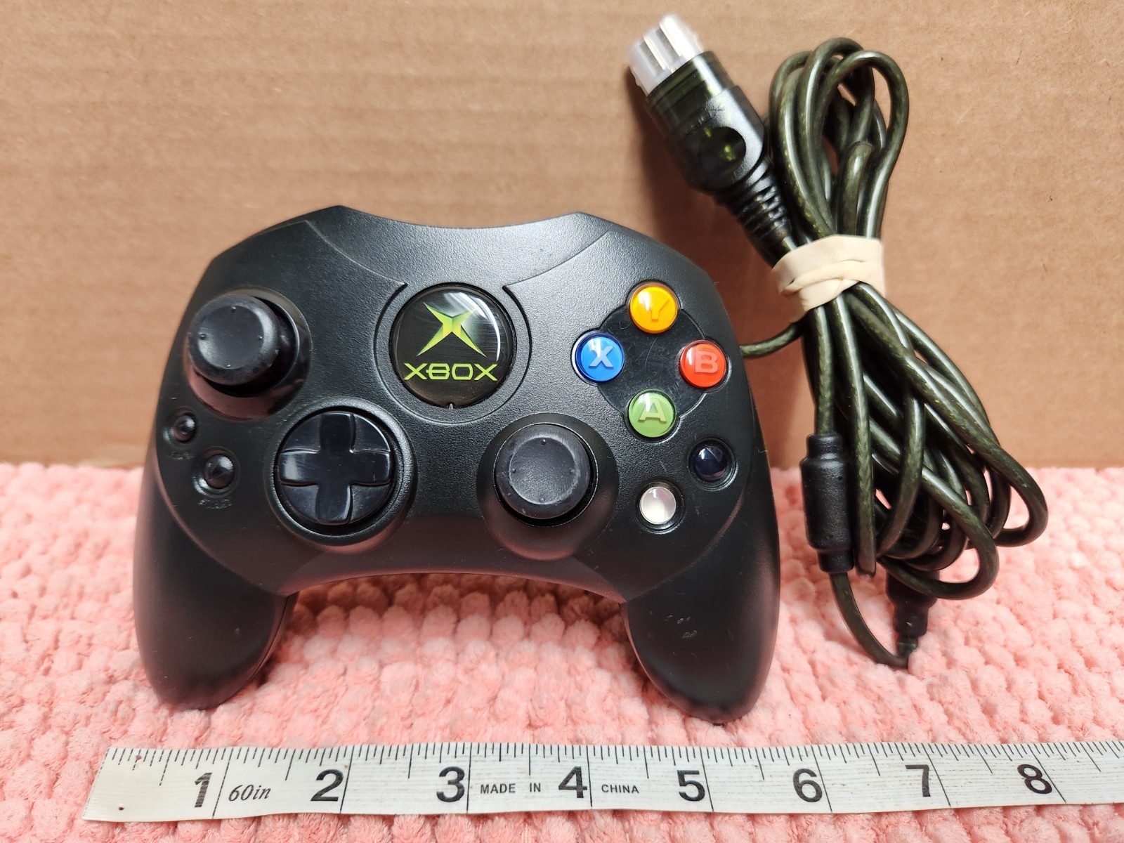 VTG Microsoft Original Xbox Controller S Dark Green w/ Green Cord X08-69873