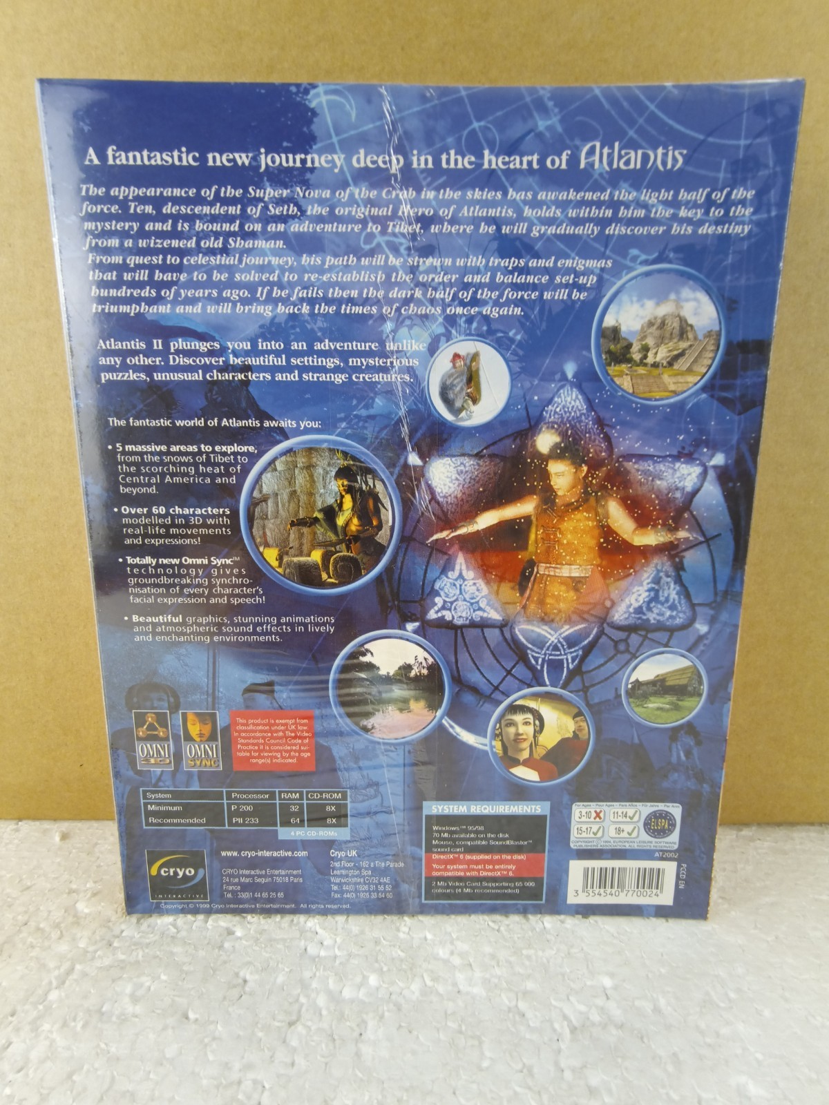 Atlantis II PC Big Box Sealed Cryo Interactive 1999 Adventure 4 CD-ROM Windows95