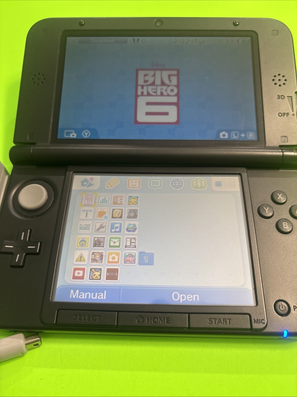 Official Nintendo 3DS XL Blue Tested Working Crack in D-Pad OEM Charger