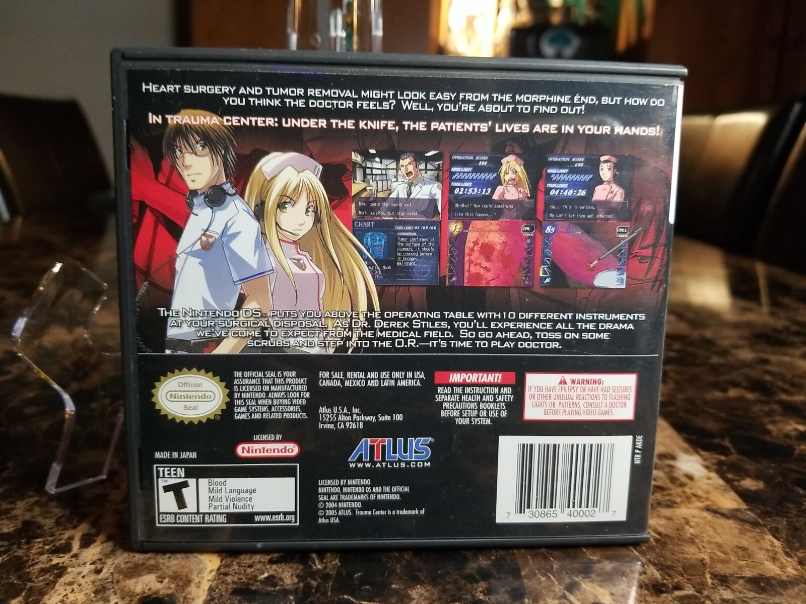 TRAUMA CENTER UNDER THE KNIFE COMPLETE NINTENDO 2004 DS ALTUS 2005 CIB 1 OWNER!