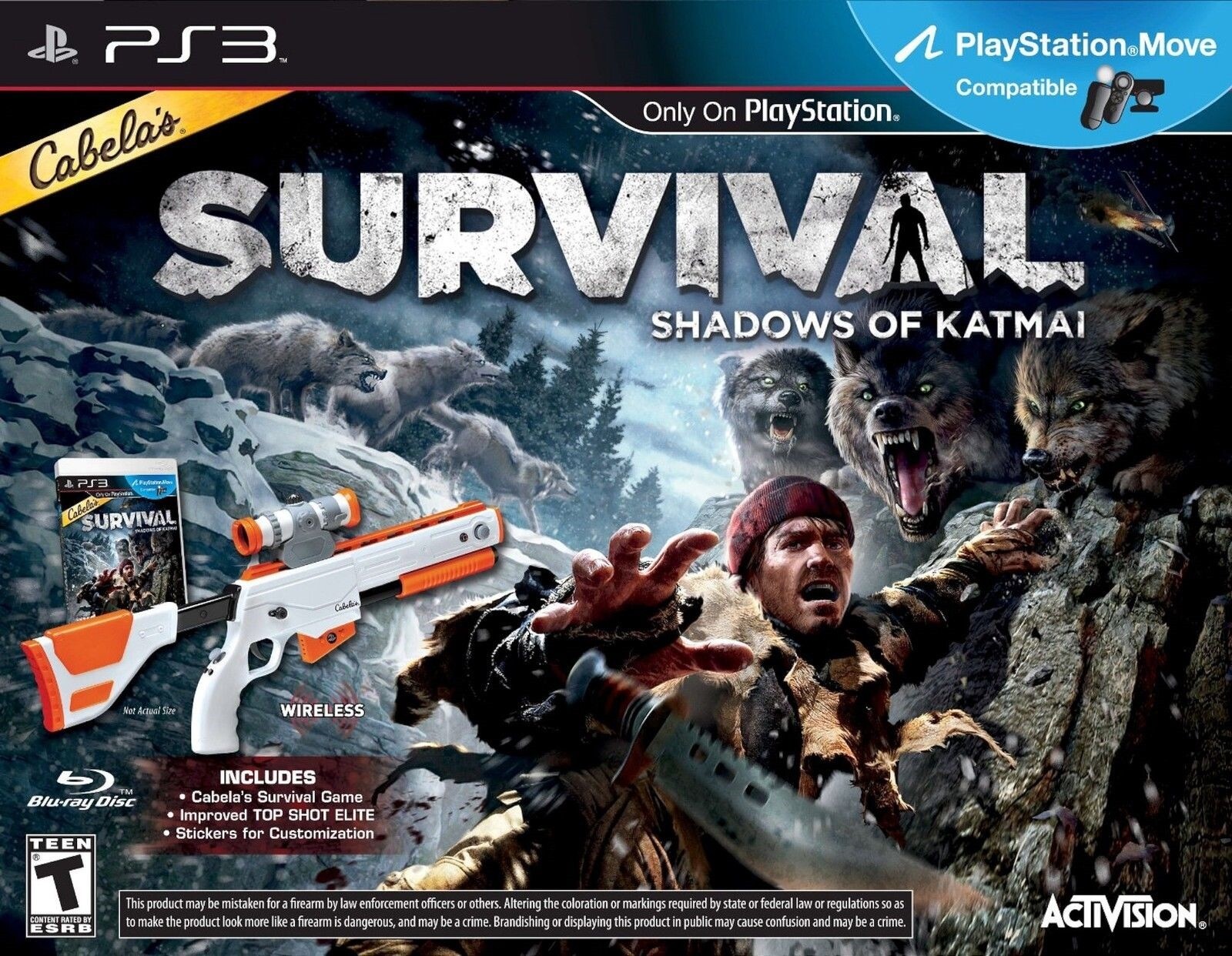 NEW PS3 Cabela’s Survival Shadows of Katmai Game w/Top Shot Elite Rifle Gun NEW