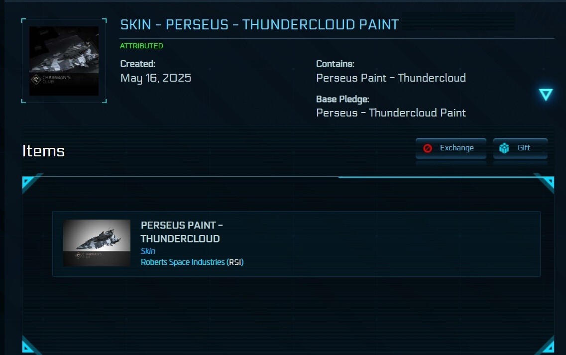 RSI Perseus ThunderCloud Paint – Star Citizen
