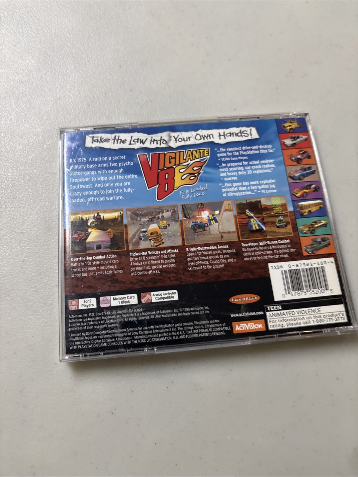 Vigilante 8 (Sony PlayStation 1 – 1998) PS1 Black Label Complete CIB Tested
