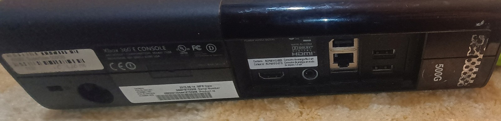 Microsoft Xbox 360 Black E 500gb Console Working / Read Description