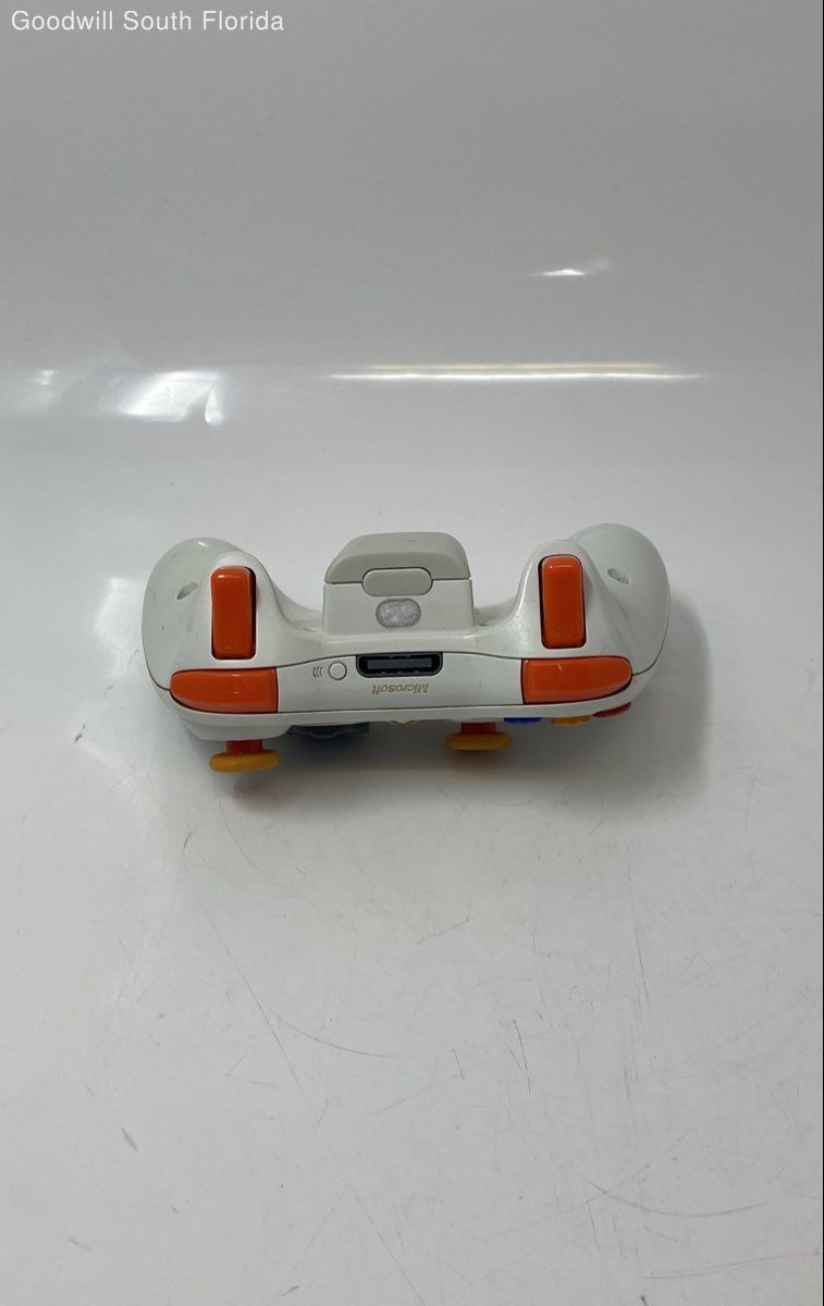 Microsoft Xbox 360 White Orange Wireless Gaming Controller Not Tested