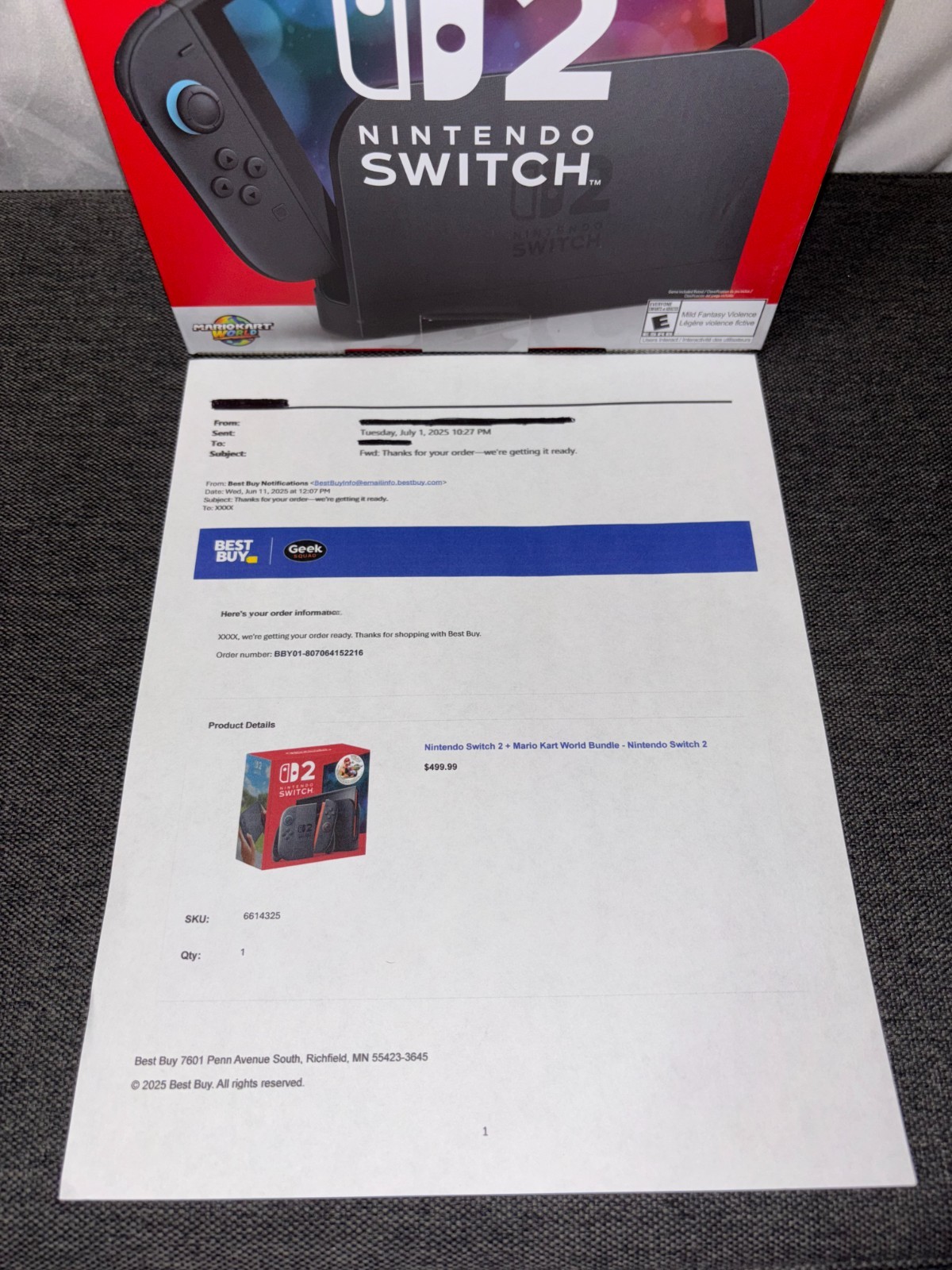 Nintendo Switch 2 + Mario Kart World Bundle 6614325 BNIB IN HAND SHIPS TODAY