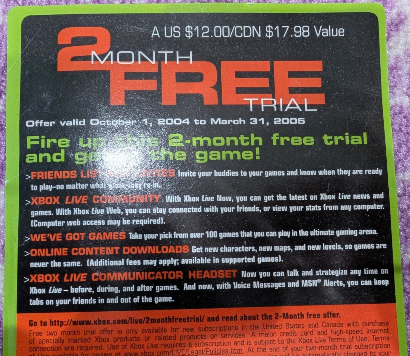 Brand New Microsoft Xbox Live 2 Month Free Trial Code Scratch Card! Expired!