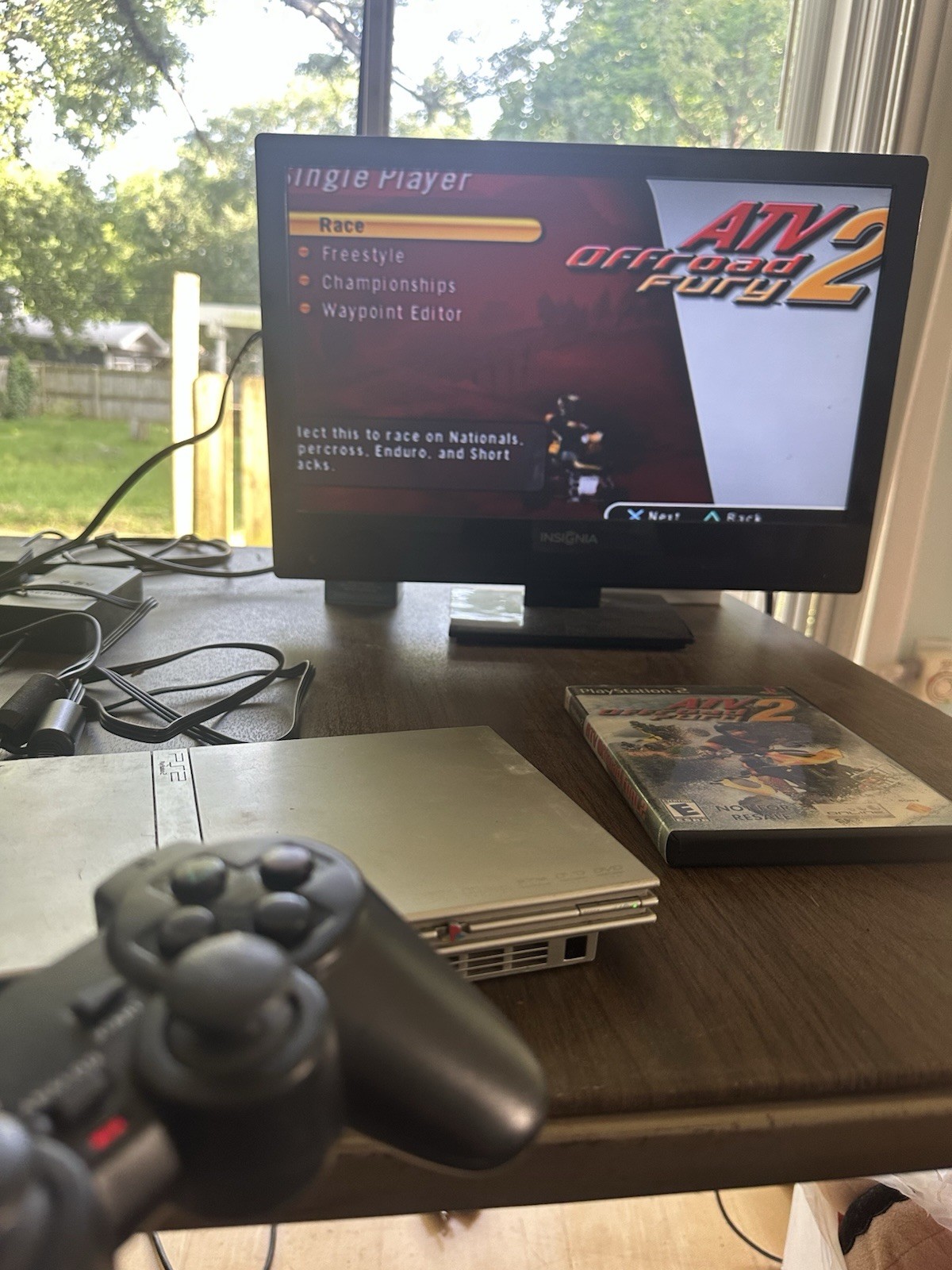 Sony PlayStation 2 PS2 Slim Silver Console Tested Working W/ Game & Memory Card