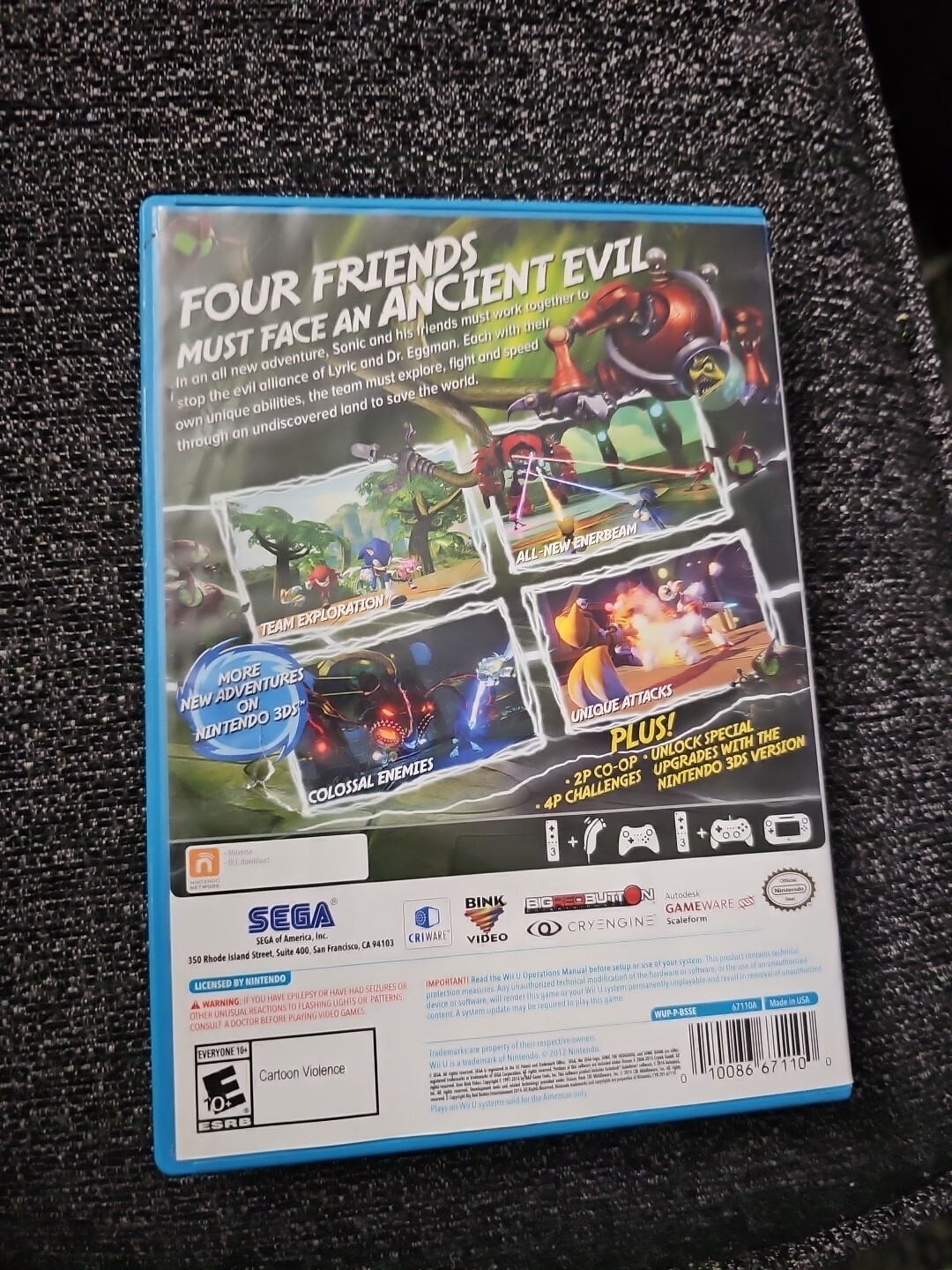 Sonic Boom: Rise of Lyric (Nintendo Wii U, 2014) CIB With The Manual