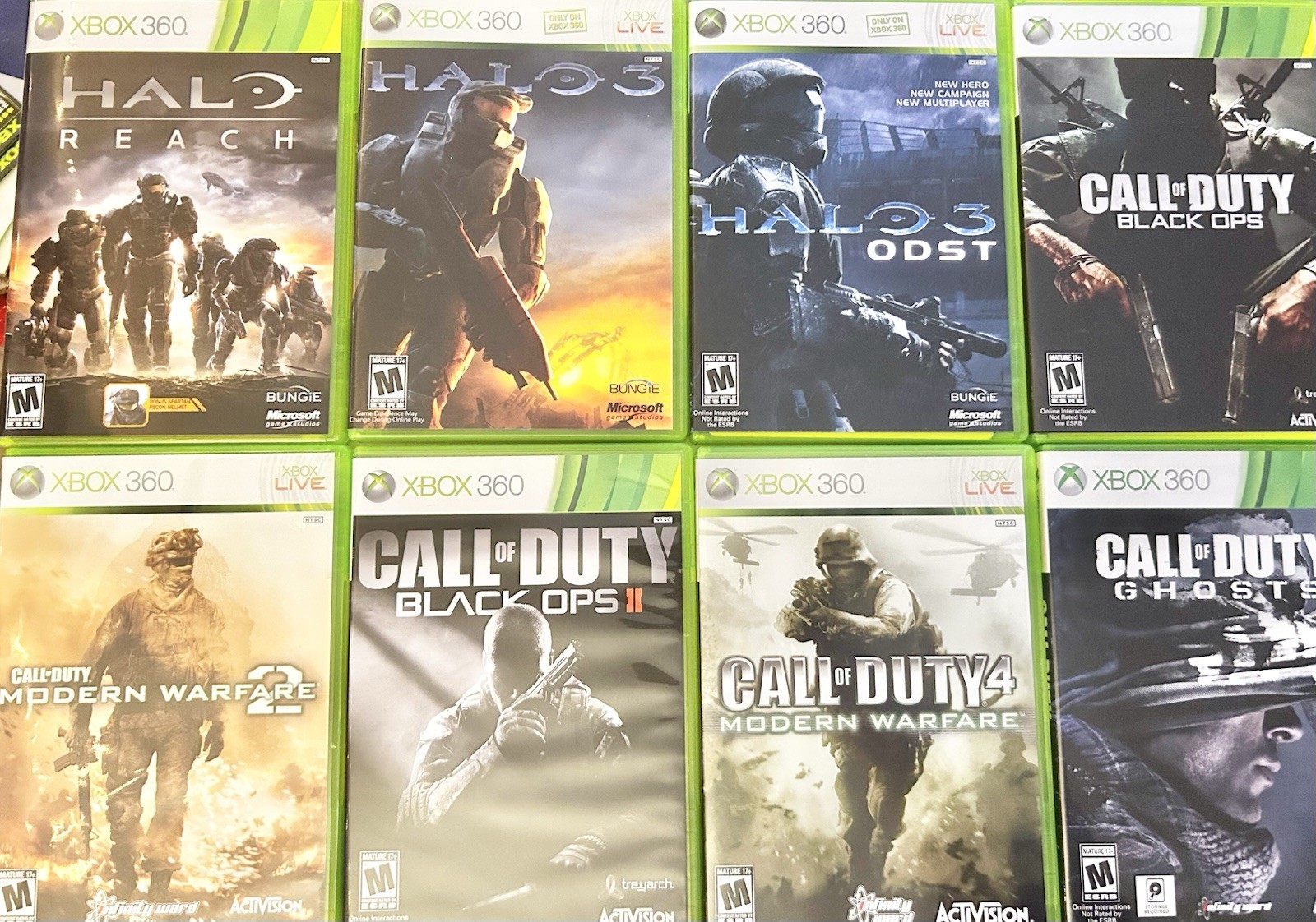 Microsoft Xbox 360 8-Game Lot Halo Reach/3/ODST & COD 4 MW/BO/BO2/Ghosts