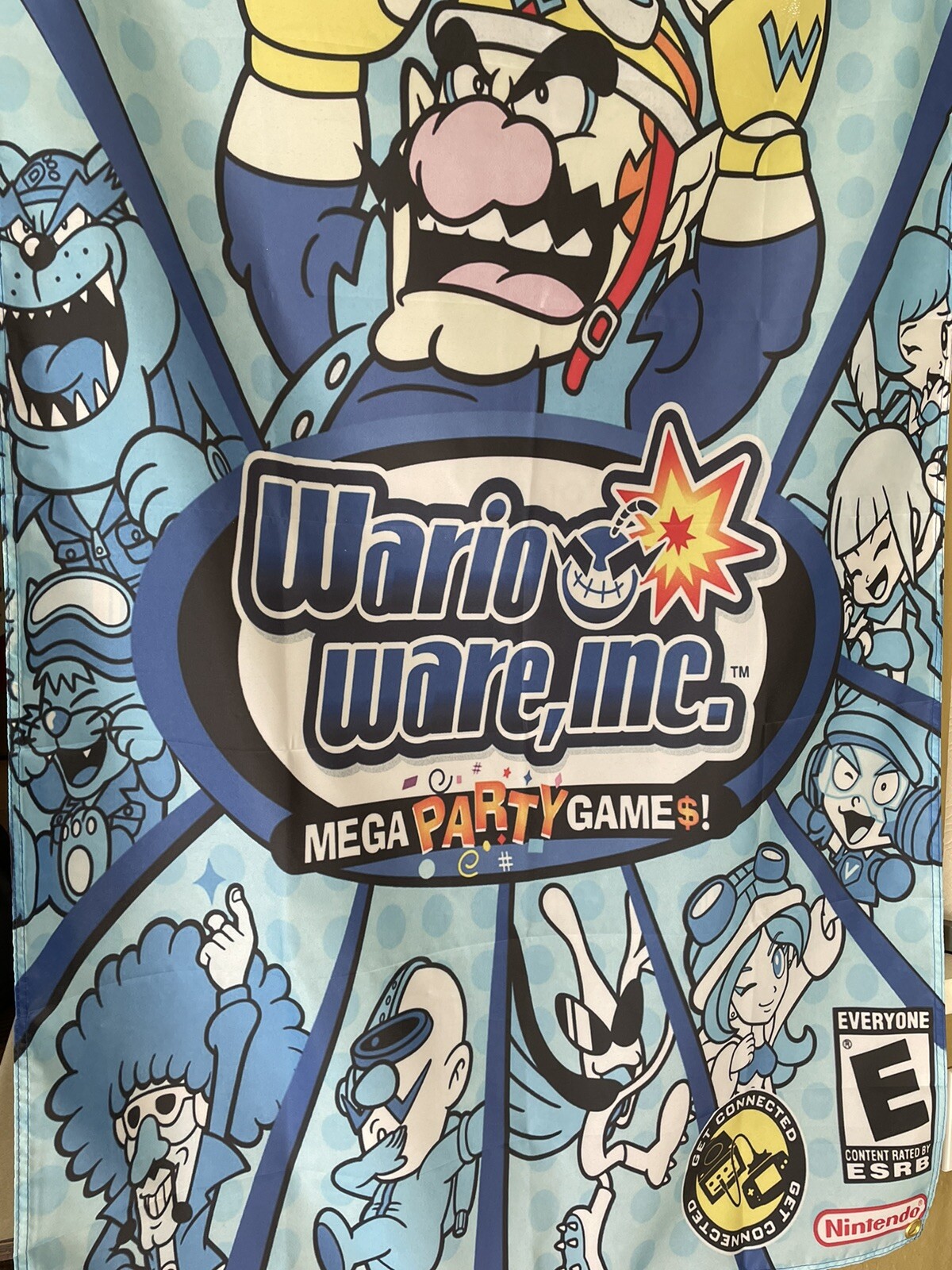 WarioWare Inc Mega Party Game 5ft Flag Banner Nintendo GameCube 2004