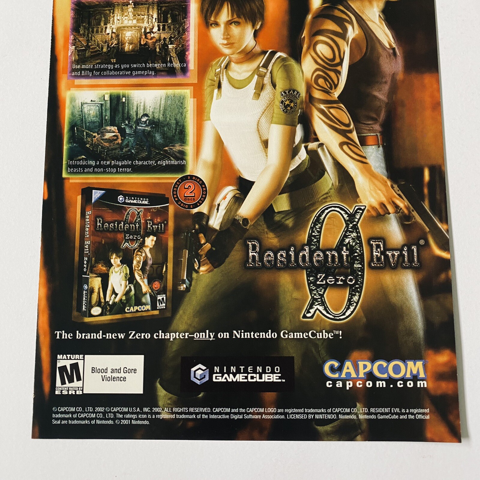 Resident Evil Nintendo GameCube Game Promo Poster Capcom 2000s Rare Print Ad