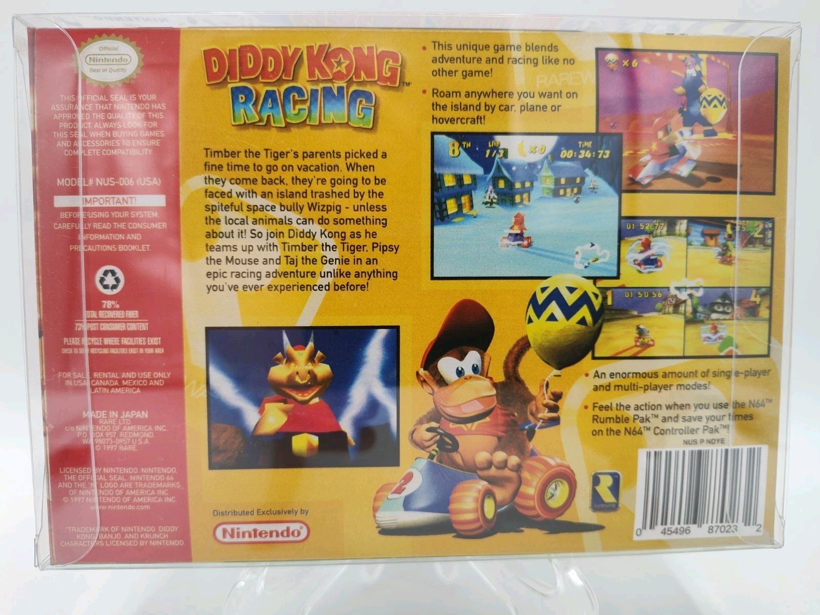 Diddy Kong Racing – (N64, 1997) *VGC w/ Manual + Case Protector* Tested! READ!!!