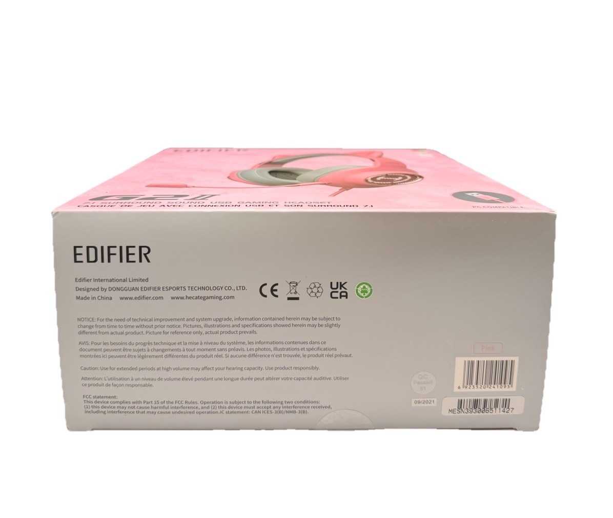 Edifier G2II 7.1 Surround Sound USB Gaming Headset with Microphone, Pink | New