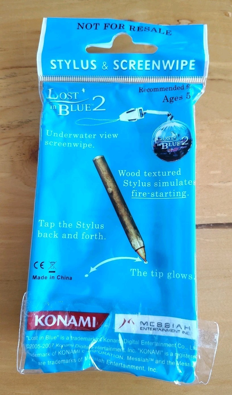 Lost in Blue 2 Nintendo DS Promotional Giveaway Stylus & Screenwipe NEW
