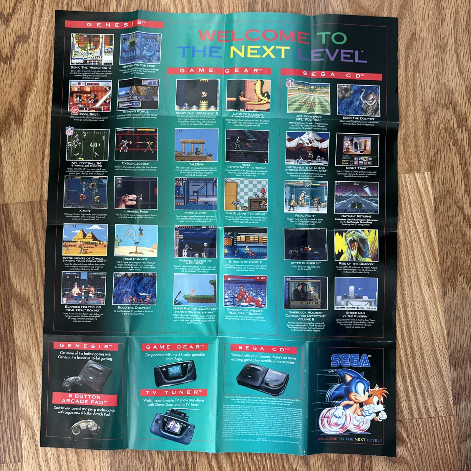 Jurassic Park Sega Genesis Welcome to the Next Level Poster Fold Out Insert 1992