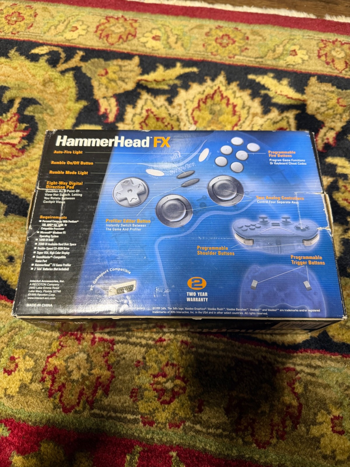 NIB 3dfx Interact Hammer Head Fx Retro Gamepad Gameport Controller W/ Descent 3