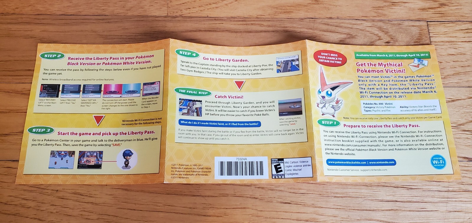 Pokemon Black White 2 Version (No Game, No Manual) Includes Inserts Only Victini