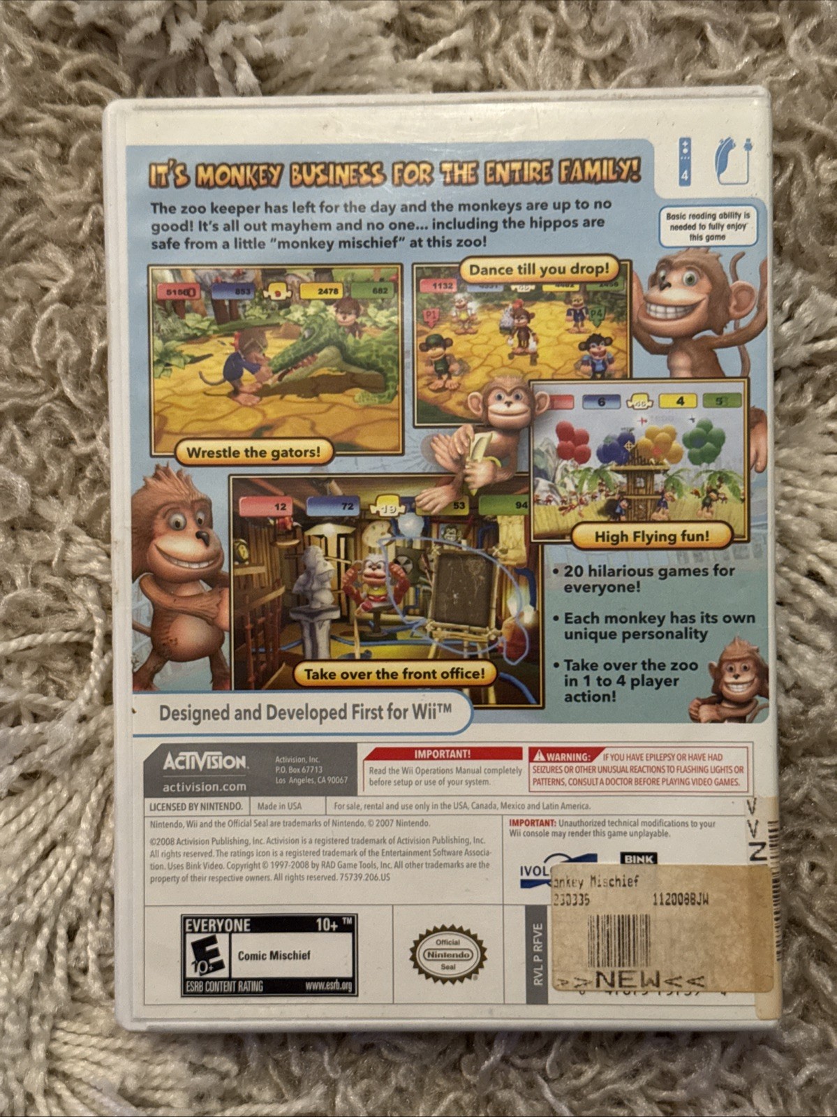 Monkey Mischief! Party Time | Nintendo Wii, 2008 | Tested & Works