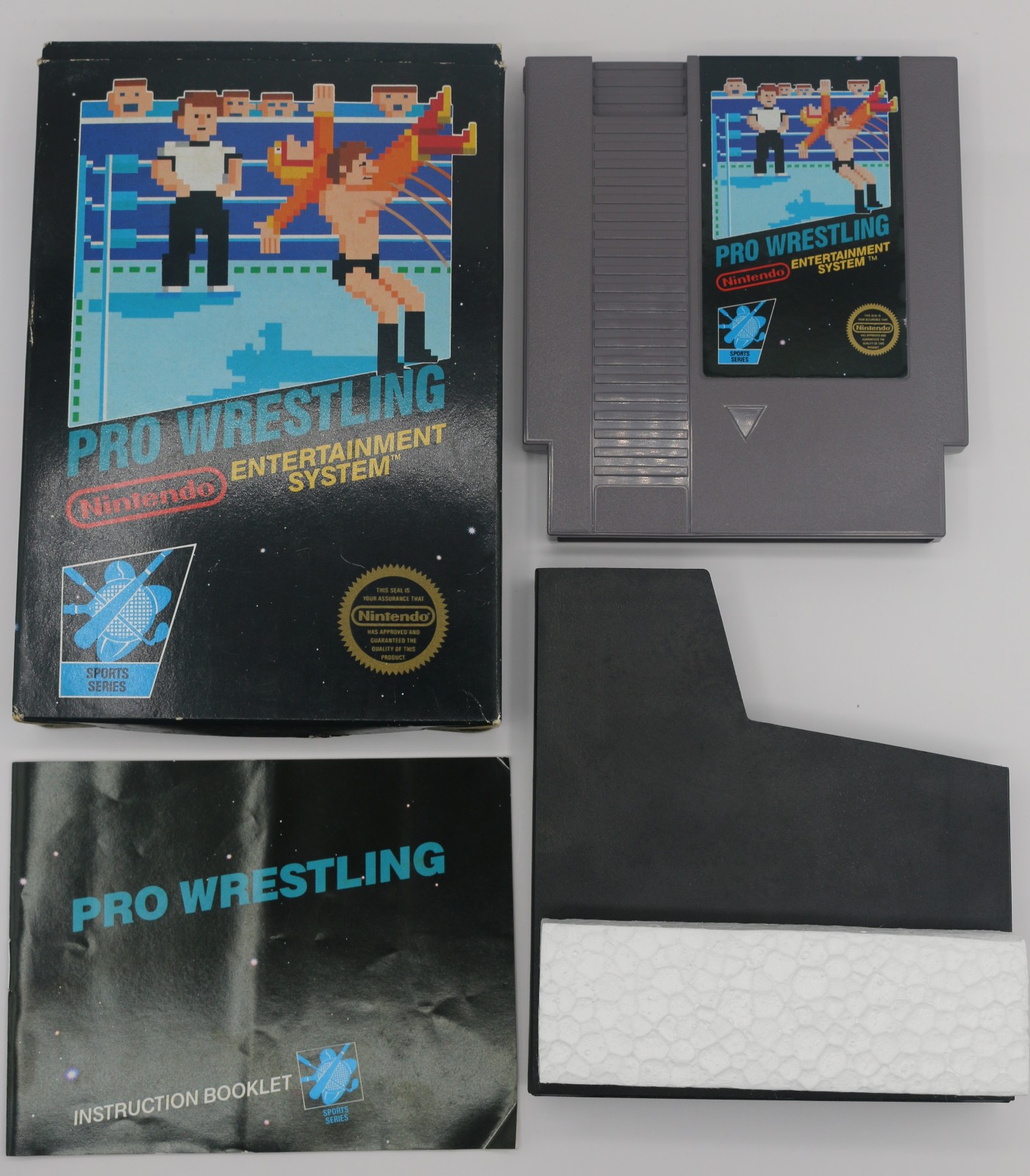 Nintendo Pro Wrestling NES 5 Screw CIB Complete Box Manual Sleeve Foam