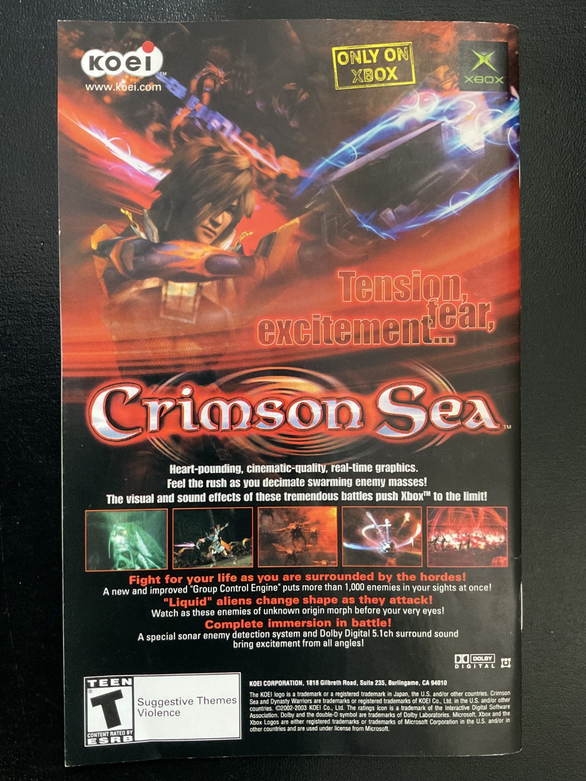 Dynasty Warriors 4 Microsoft XBOX Instruction Manual Only
