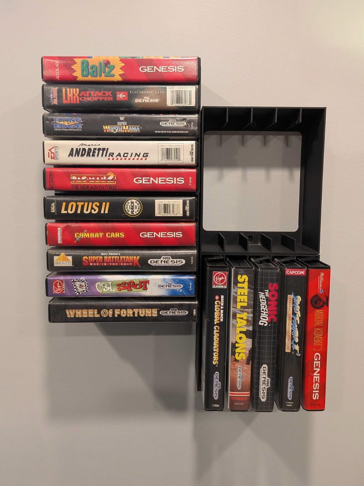 Wall Mount Storage System for Complete in Box (CIB) SEGA Genesis Video Games