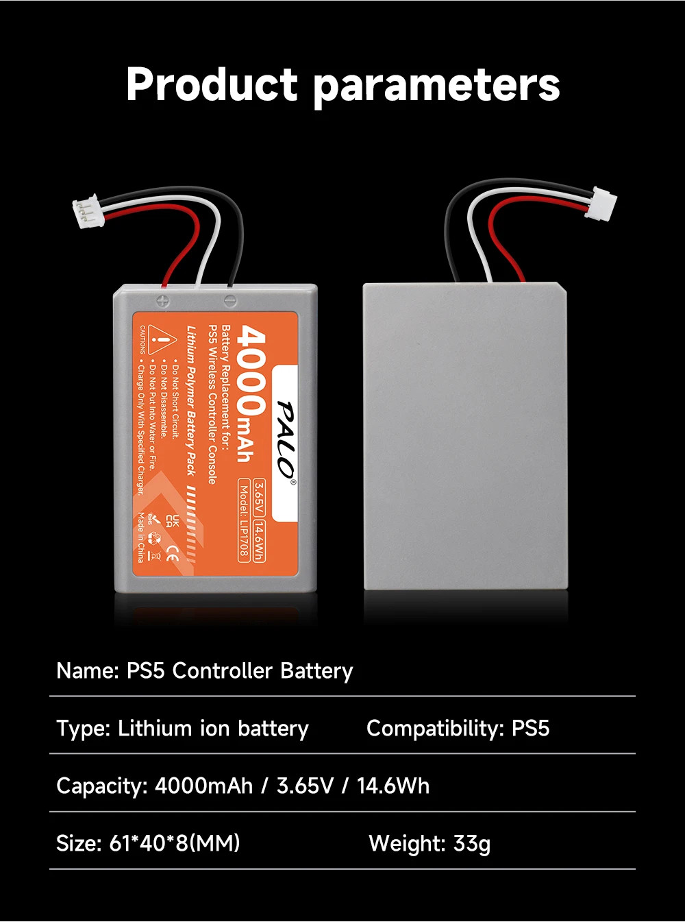 4000mAh PS 5 Wireless Controller Battery Dualsense LIP1708 CFI-ZCT1W CFI-ZCT1J