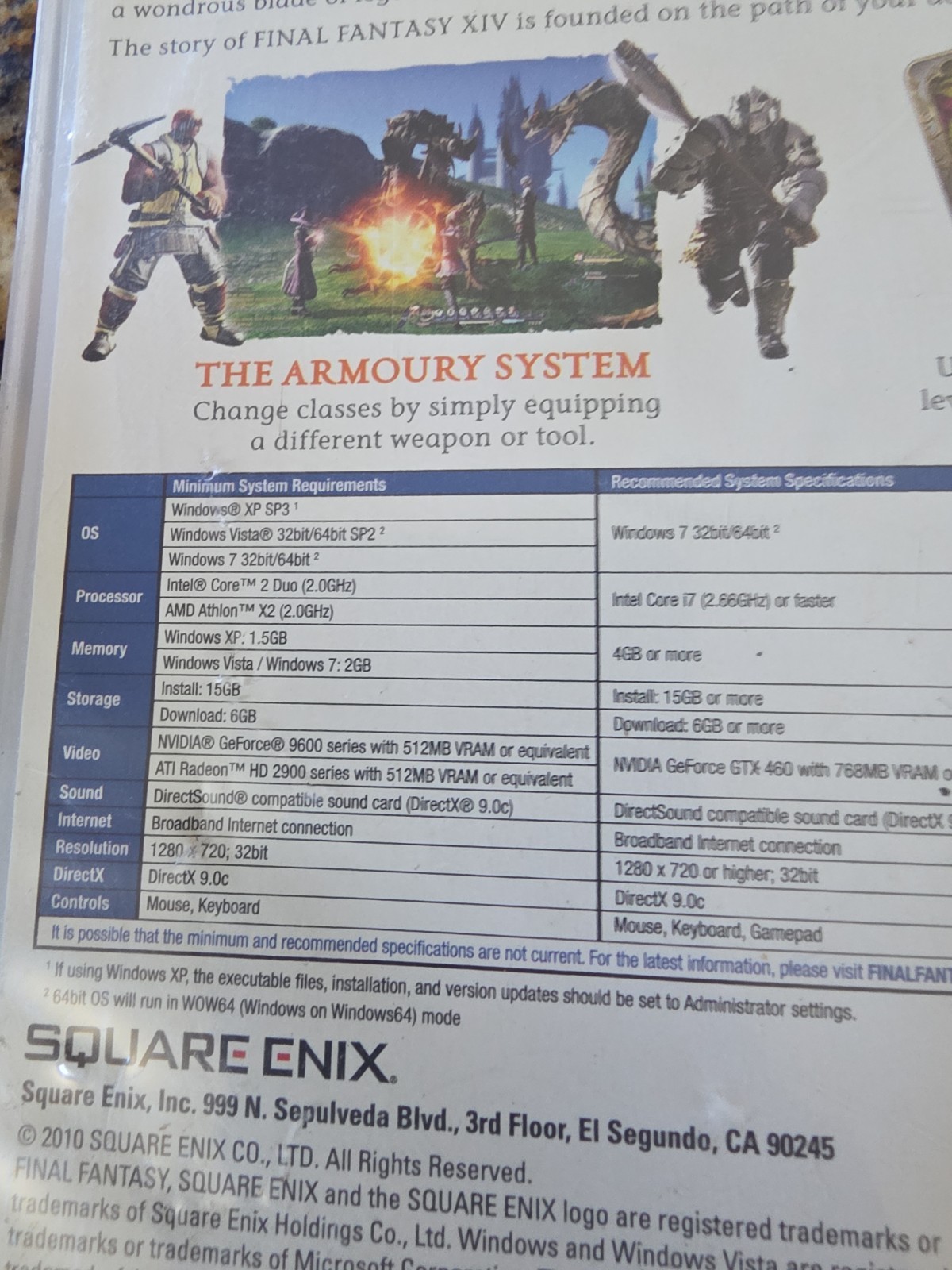 Square Enix Final Fantasy XIV Online PC Multiplayer MMORPG Fantasy T NTSC-U/C